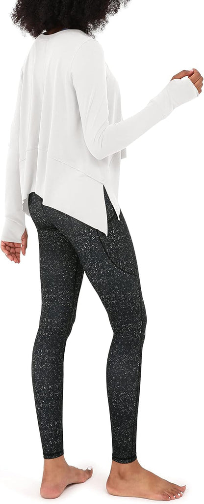 Long Sleeve Tee for Women with Thumb Hole Athletic Gym Workout Crop Tops Yoga Shirts
