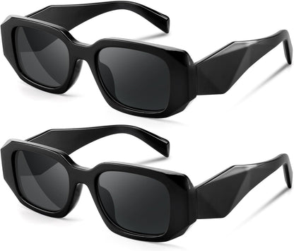 Trendy Rectangle Sunglasses for Women Men,Y2K Vintage Retro 90s Aesthetic Cool Driving Sunglasses