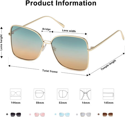 Classic Trendy Square Oversized Sunglasses Womens Mens UV400 Big Large Designer Shades SJ1082