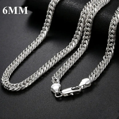 High Quality Exquisite Men Solid Heavy 925 Sterling Silver Smooth Necklace Bracelet Curb Chain Jewelry Set Gifts