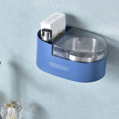 Stainless steel wall-mounted ashtray with lid,cigarette Storage Rack Creative Bathroom Wall Stainless Steel Ashtray