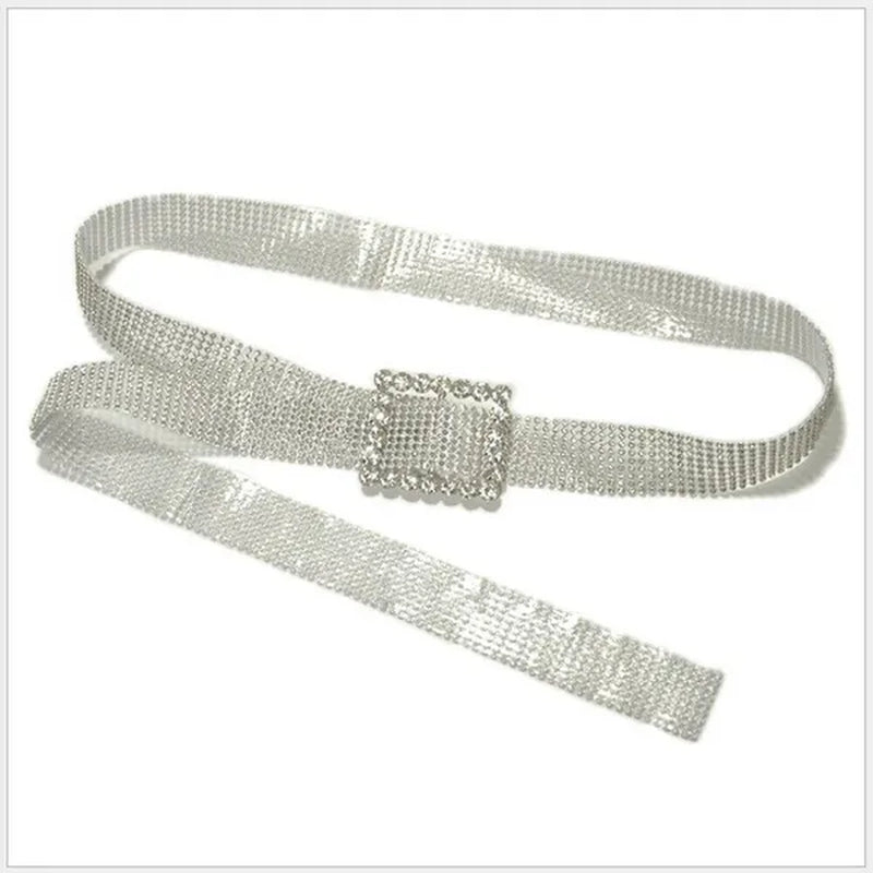 Brilliant Women's Belt Waist Chain Full Diamond Rhinestone Crystal Belt Luxury Large Party Silver Waist Belt
