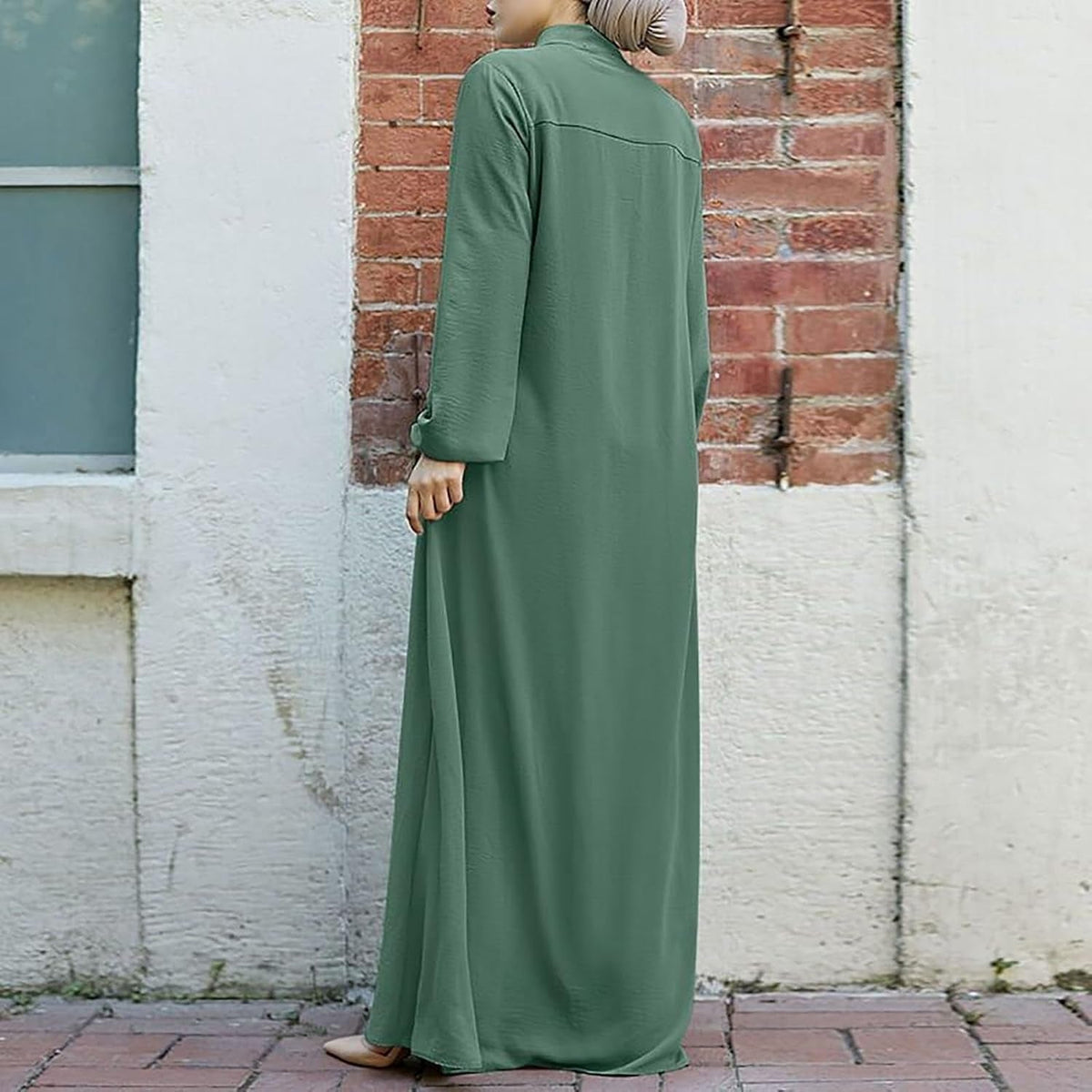 Women'S Chiffon Kaftan Abaya Dress Muslim Long Sleeve Self Tie Flowy Maxi Dress Abaya Casual Dress Dubai Outfits