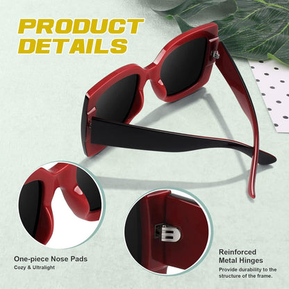 GQUEEN Oversized Square Frame Sunglasses Womens Retro Vintage Trendy Shades,S904