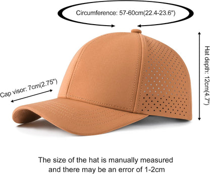Men Quick Dry Baseball Cap Laser Cut Mesh Ball Curved Brim Snapback Hat