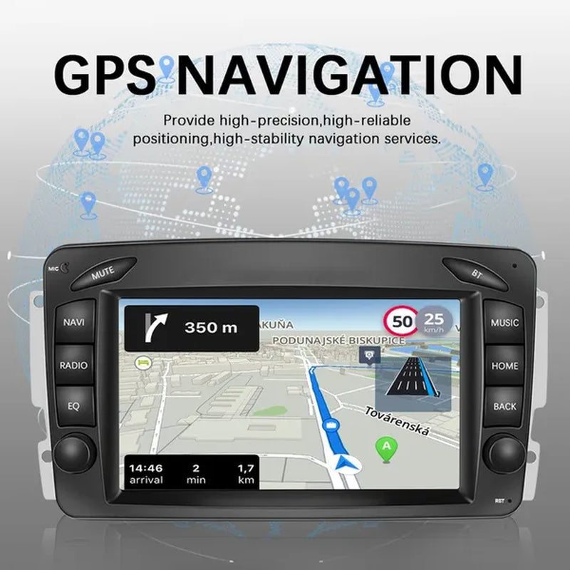 AMPRIME Android 11 GPS +Wifi+Fm/Rds +BT Car Radio Stereo 2 Din 7'' HD Touch Screen Car MP5 Player Autoradio for Para Mercedes-Benz/Clk/W209/E-W210/Clase C/W203/Slk/W170/Clk/C208/W208/M/Ml/W168/G/W463/Viano/W639/Vito/W639/
