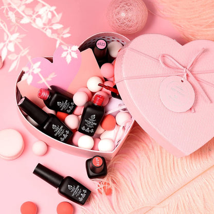 Beetles Gel Nail Polish, 6 Colors Nude Pink Rose Red Milky White Gel Polish, Sweetheart Candies Collection Soak Off UV LED Nail Lamp Light Nails Spring Summer Easter Gel Nail