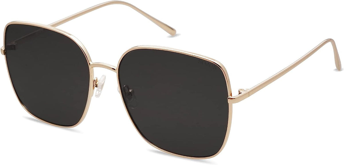 Trendy Oversized Square Metal Frame Sunglasses for Women Men Flat Mirrored Lens UV Protection Sunglasses SJ1146