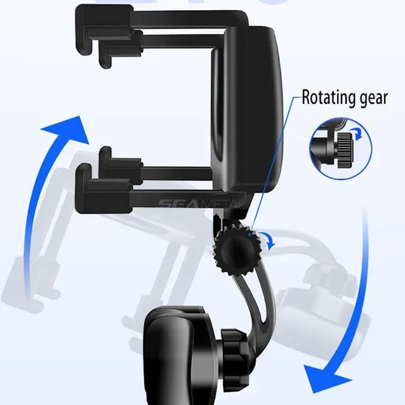 SEAMETAL Car Phone Holder 360° Rotatable Car Rearview Mirror Clip GPS Mobile Phone Holder For iPhone Samsung Smartphone Stand