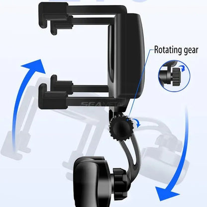 SEAMETAL Car Phone Holder 360° Rotatable Car Rearview Mirror Clip GPS Mobile Phone Holder For iPhone Samsung Smartphone Stand
