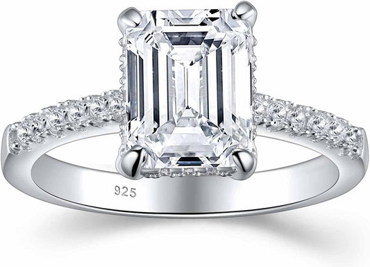 SHELOVES 3 Carat Emerald Cut Engagement Rings AAAAA White Cz 925 Sterling Silver Wedding Band 4-13