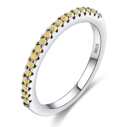 CANDICE Simple Sterling Silver Plated Eterity Wedding Ring Pave Natural Rose Red Green Blue Cubic Zirconia Stackable Rings Fashion Jewelry for Women Engagement Gift（US SIZE 6-9）