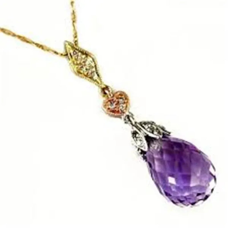 Elegant Color & Diamond Circle Pendant, Amethyst - 3 Size