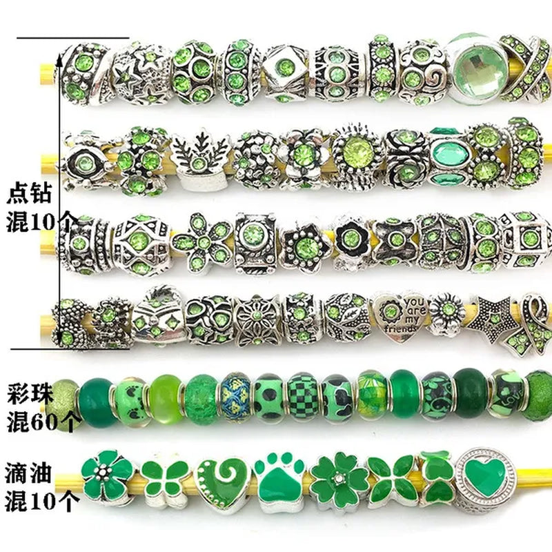 40/80pcs Fashion bracelet 925 Sterling Silver large hole beaded isolation beads Crystal bead DIY jewelry accessories.