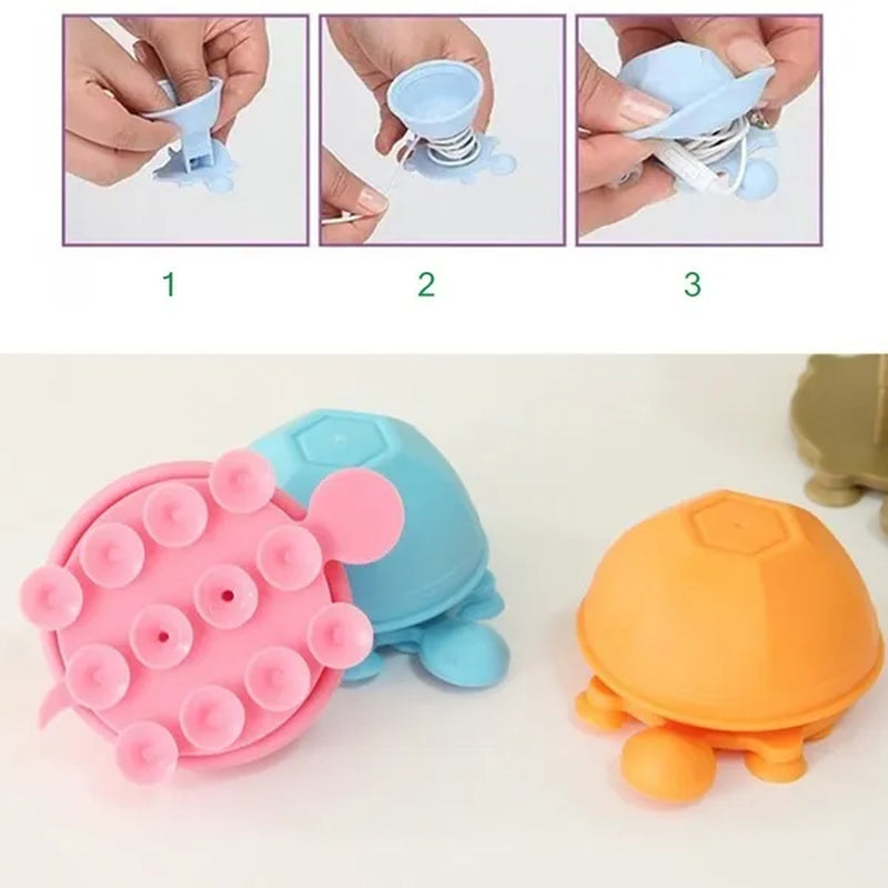 Cute Mobile Phone Accessories Turtle Phone Stand Holder Earphone USB Cable Winder Line Fixer Cable Holder Wire Clip