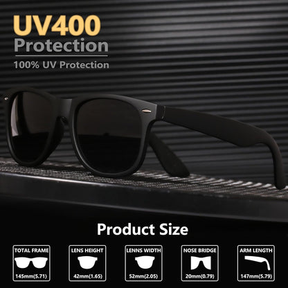 Classic Polarized Sunglasses for Men and Women Retro Style Semi Rimless Frame Sun Glasses 100% UV Protection Goggles