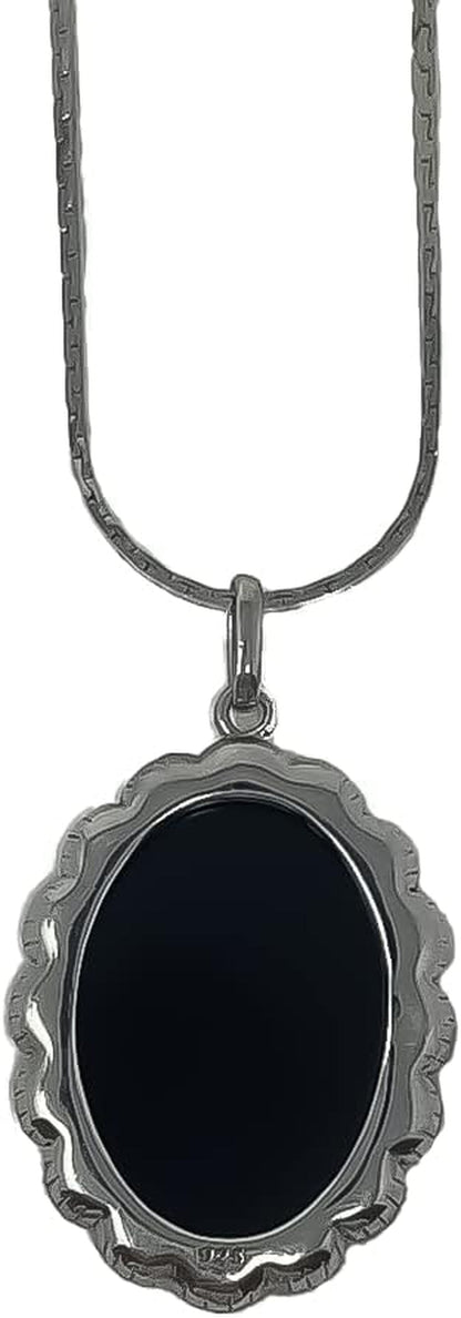 Dove with Cross Cameo Pendant | 925 Sterling Silver | Religious Jewelry | 24'' Chain | Gift Boxed, Silver, White