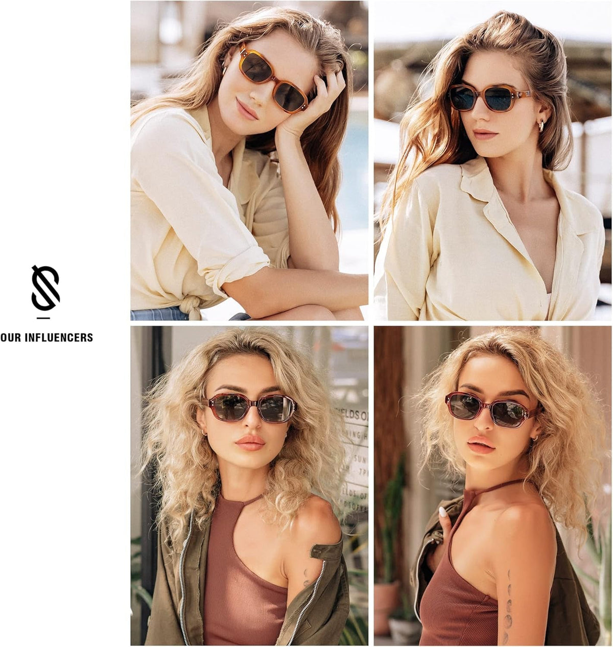 Rectangle Sunglasses for Women Vintage Trendy Outdoor Travel Sun Glasses Square Frame SJ2218