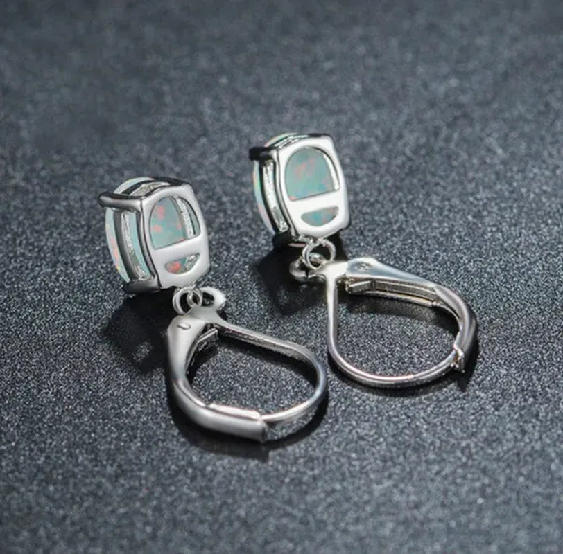 925 Sterling Silver 6*8MM Opal Opal Opal OPAL Ear Hook Earrings