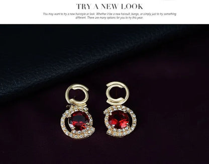 Hot Sale 18k Gold Plated Crystal Ruby Emerald Zircon Chunky Necklace Jewelry Set