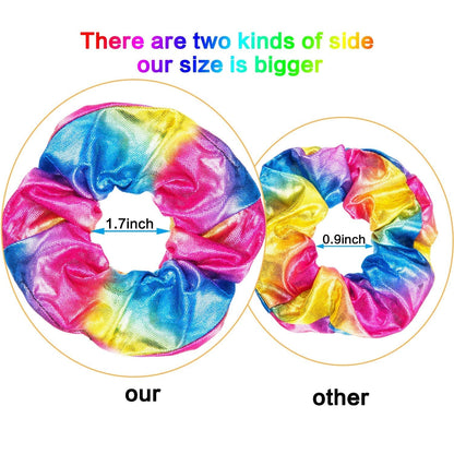 24 Pieces Rainbow Hair Scrunchies Elastic Bands Scrunchy Colorful Hair Ties Ropes for Women Girls Gymnastics Birthday Party Favors, Large(Rainbow Colors)