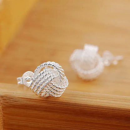 HOT! Fashion Jewelry Exquisite Women 925 Sterling Silver Jewelry Mesh Ball Stud Earrings
