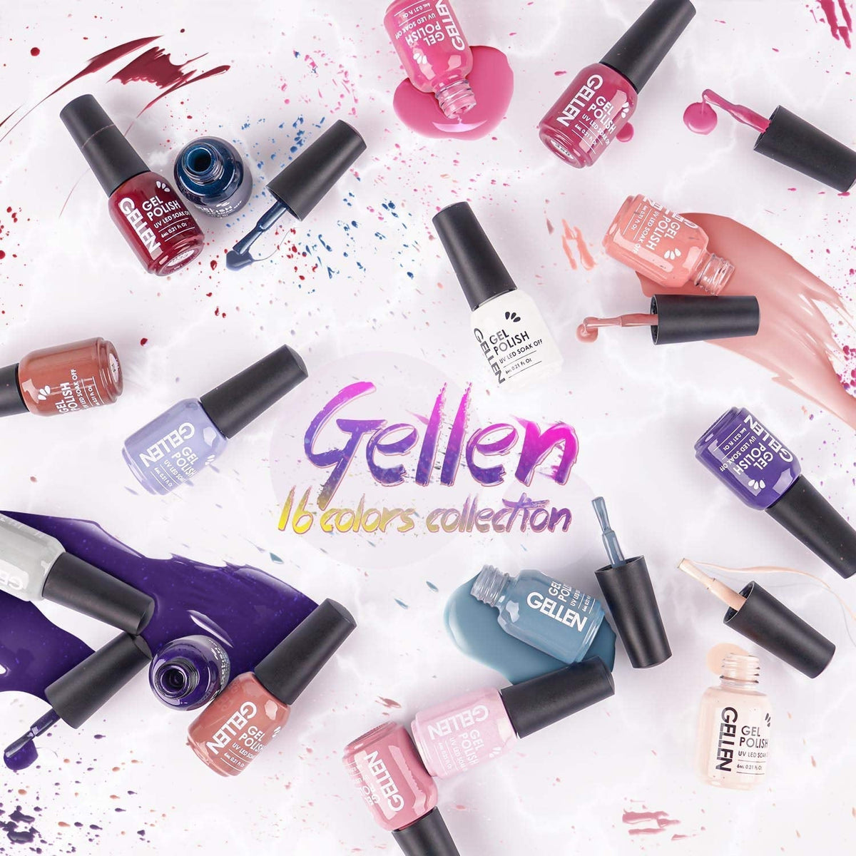 Gel Nail Polish Kit- 16 Colors With Top&Base Coat, Nude Grays Series Pastels Tones Nail Polish Set, Nail Art Design Colors, Home Gel Manicure Kit, Soak Off Gel Polish, Gift For Her