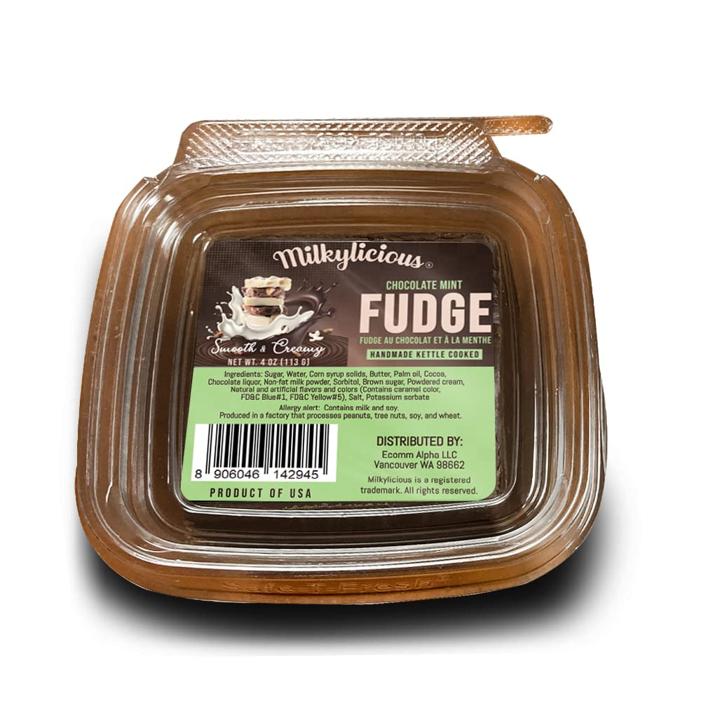 Milkylicious Old Fashioned Handmade Smooth Creamy Fudge - Choclate Mint (1/4 Pound) | Kettle Cooked & Individually Wrapped in USA in Small Batches for a Rich Delicious Taste