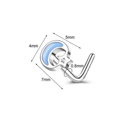 5/6Pcs 20G Nose Rings Stud L Shape Nose Rings Cubic Zirconia Butterfly Flower Eye Moon Heart Shape Nose Studs Piercing Jewelry for Women Men