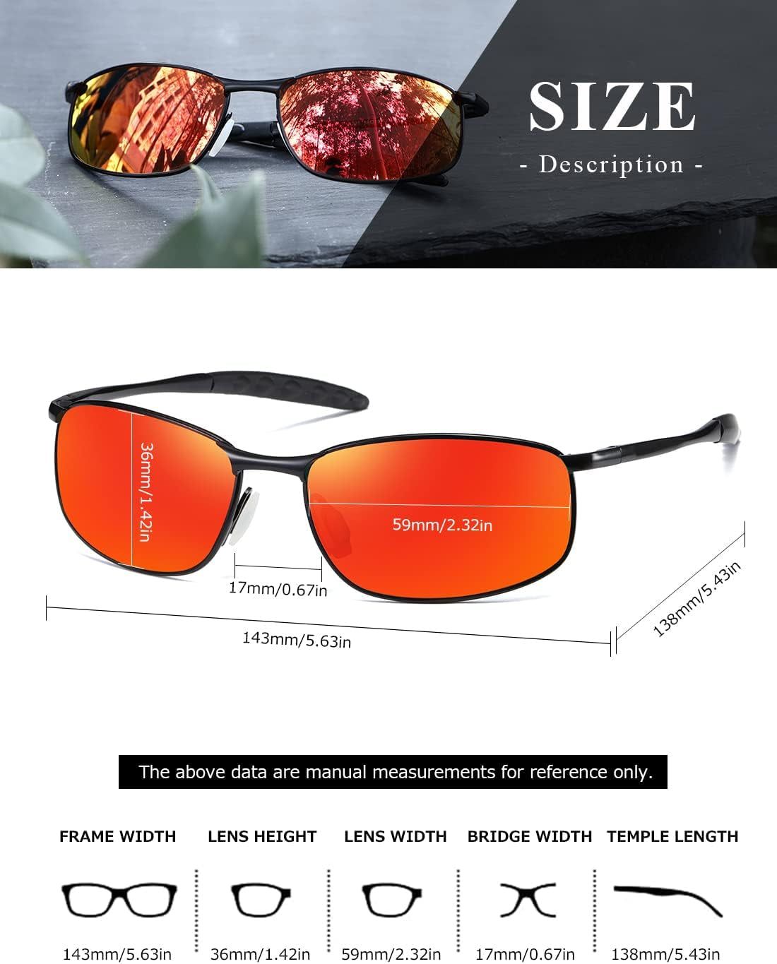 Polarized Sunglasses for Men Rectangle Metal Frame Retro Sun Glasses AE0395