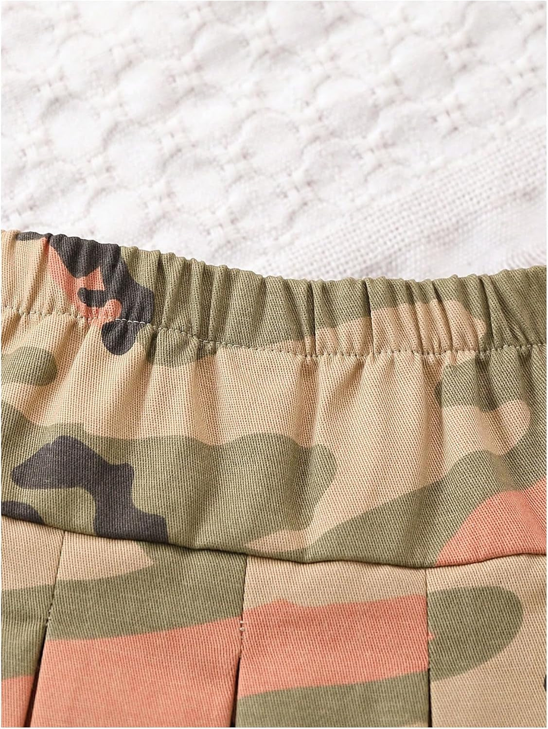 Girl'S Flared Camo Pleated Skirt Elastic High Waist a Line Streetwear Jersey Mini Skirts for Girls