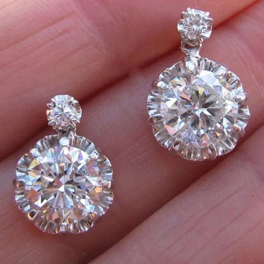 Elegant 2.20CT Round Cut Diamond 925 Sterling Silver Stud Earrings for Women Bridal Party Proposal Flower Earrings Jewelry