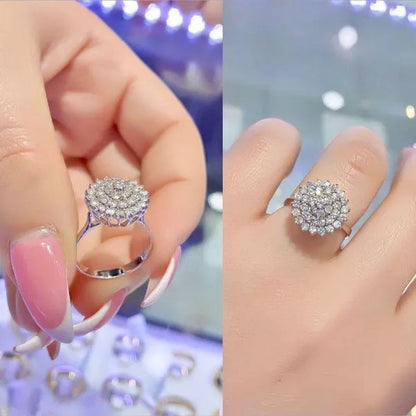 Trendy 925 Sterling Silver Lotus Seed Shape Diamond Flower Ring Princess Romantic Wedding Fine Jewelry Anniversary Gift