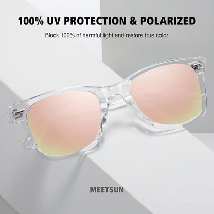 Retro Polarized Sunglasses for Women Men Classic Mirror Lens Driving Trendy Sun Glasses UV Protection (3 Pack)