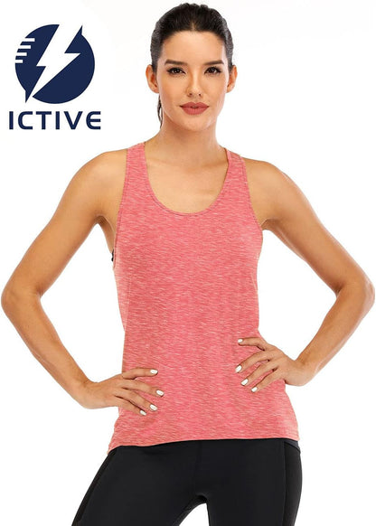 ICTIVE Womens Cross Backless Workout Tops for Women Racerback Tank Tops Open Back Running Muscle Tank Yoga Shirts