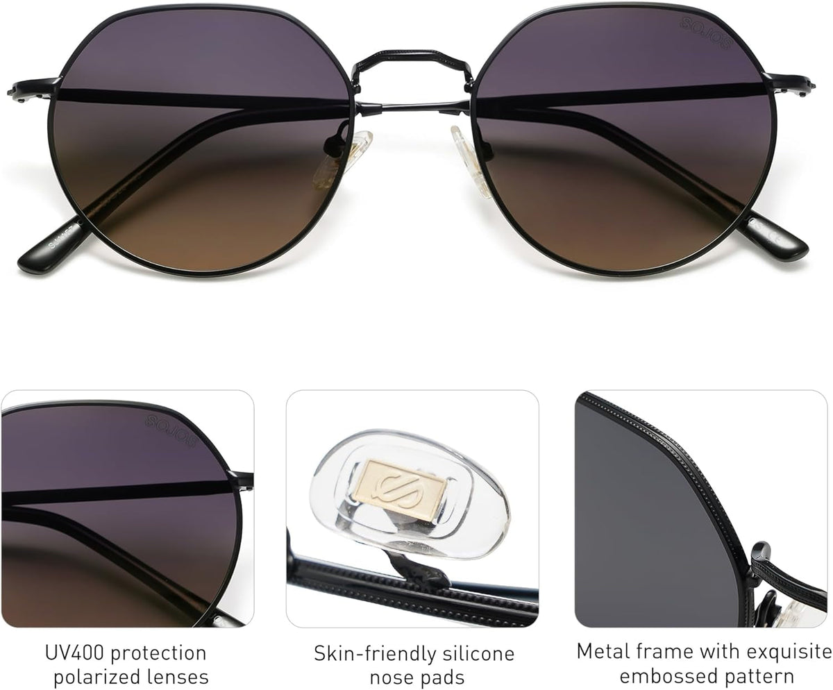round Polygon Polarized Sunglasses for Women Men Retro Classic Vintage Panto Shades SJ1157
