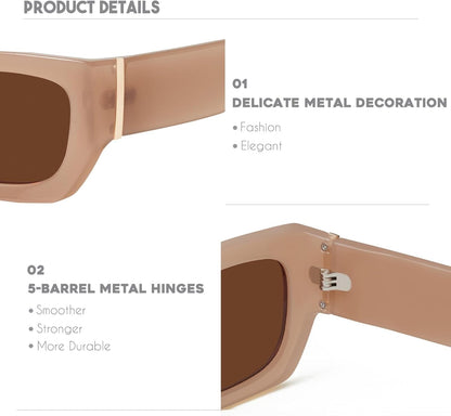 Retro Cat Eye Rectangle Polarized Sunglasses for Women Chunky Style MS52370