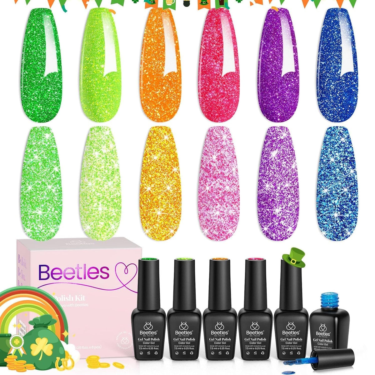 Beetles Pearl Gel Nail Polish 6 Colors Shimmer Glitter White Pink Blue Nail Polish Mermaid Gel Soak Off Uv Led Spring Summer Easter Gel Polish Swirl Thread Effect DIY Manicure Art