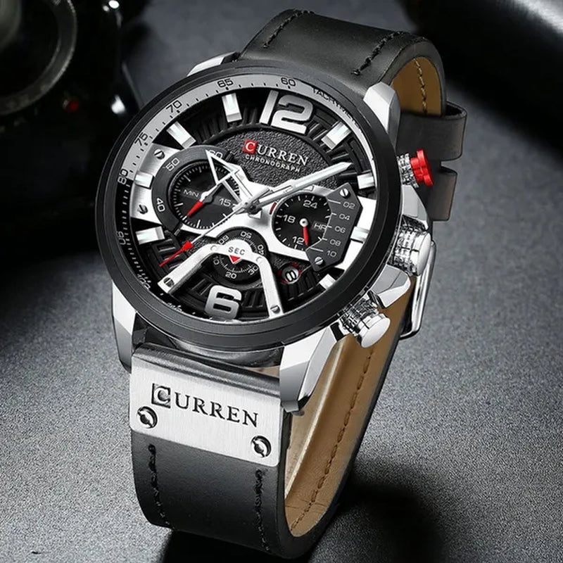 TOP SALE CURREN 8329 Mens Watches with Multi-function Quartz Chronograph Calendar Watch