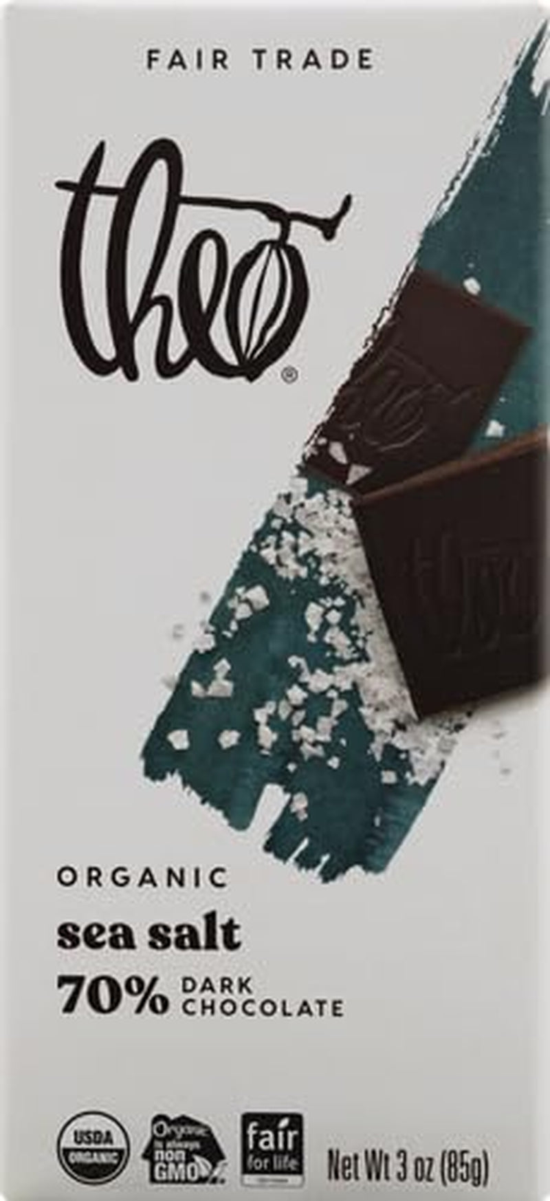 Sea Salt Organic Dark Chocolate Bar, 70% Cacao, 1 Bar | Vegan, Fair Trade