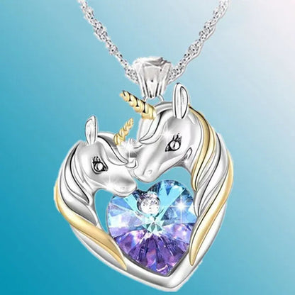 Exquisite Fashion Silvery Women's Fashion Unicorn  Pendant Heart Necklace Elegant Women Lovely Exquisite Banquet Festival Valentine's Day Christmas Eternal Jewelry Anniversary Gift