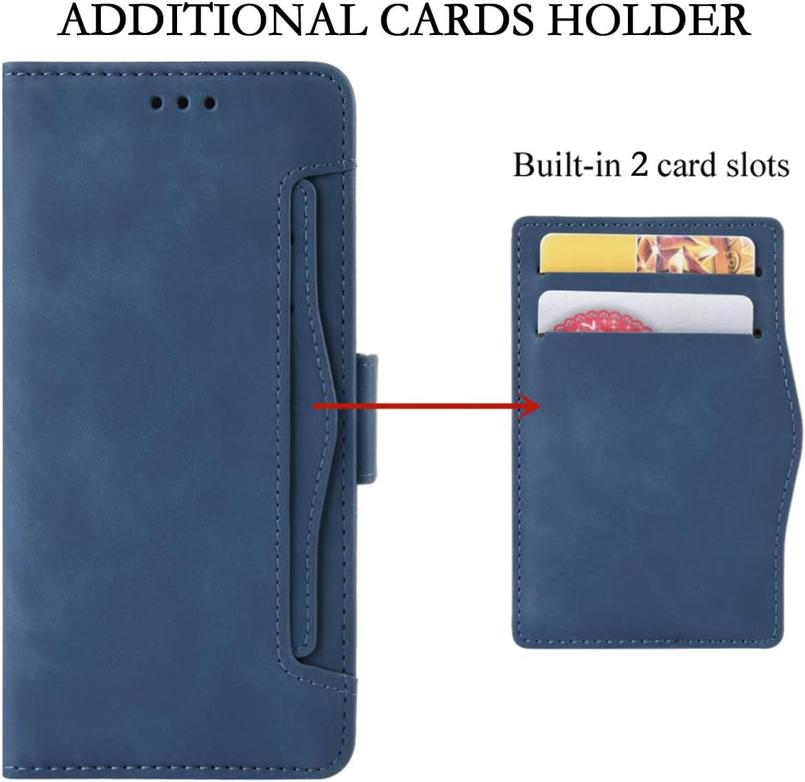 Umidigi Power 7 / 7S Case, Magnetic Full Body Protection Shockproof Flip Leather Wallet Case Cover with Card Holder for Umidigi Power 7 / 7S Phone Case (Blue)