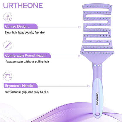 Hair Brush, Curved Vented Detangling Hair Brushes for Women Men Wet or Dry Hair,Faster Blow Drying Styling Professional Paddle Vent Detangler Brush for Curly Thick Wavy Thin Fine Long Short Hair