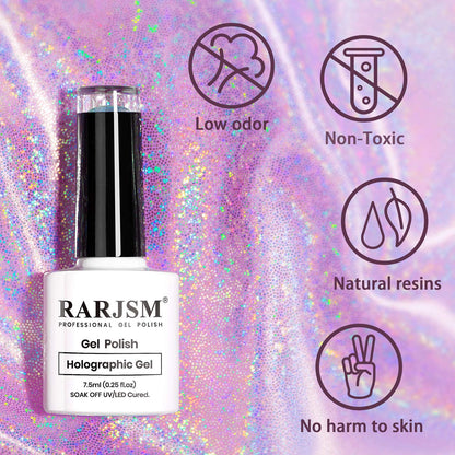 Holographic Nail Polish Neon Hot Pink Gel 7.5ML Gorgeous Glossy Hologram Curing Required Art Manicure Salon DIY at Home