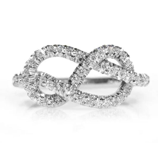 Delicate Micro Pave Cubic Zirconia Infinity Rings for Women Bride Engagement Proposal Ring Gift