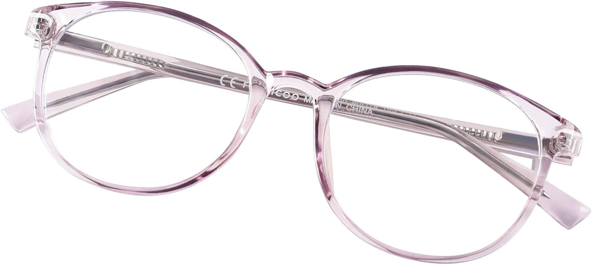 Blue Light Blocking Glasses Women Men TR90 Round Computer Eyeglasses (Purple)