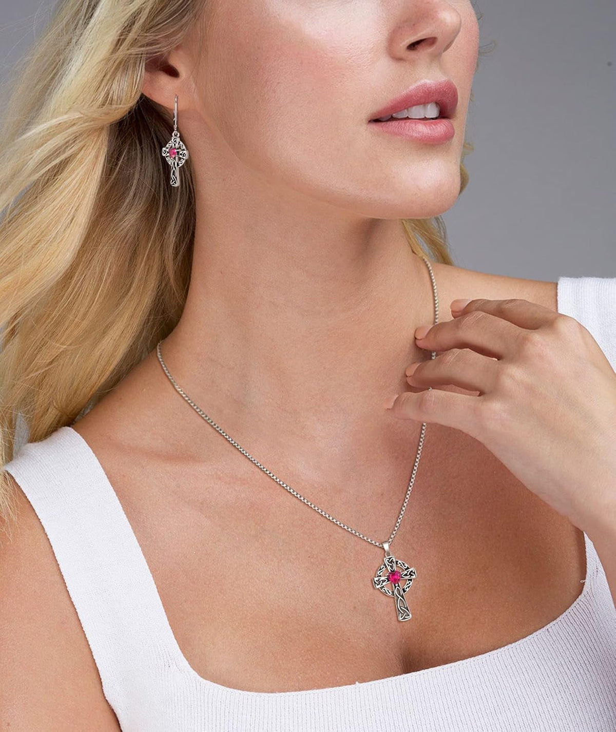 Women'S Cross Pendant Necklace Sterling Silver Celtic Knot Filigree Infinity Cubic Zirconia Crucifix Jewelry