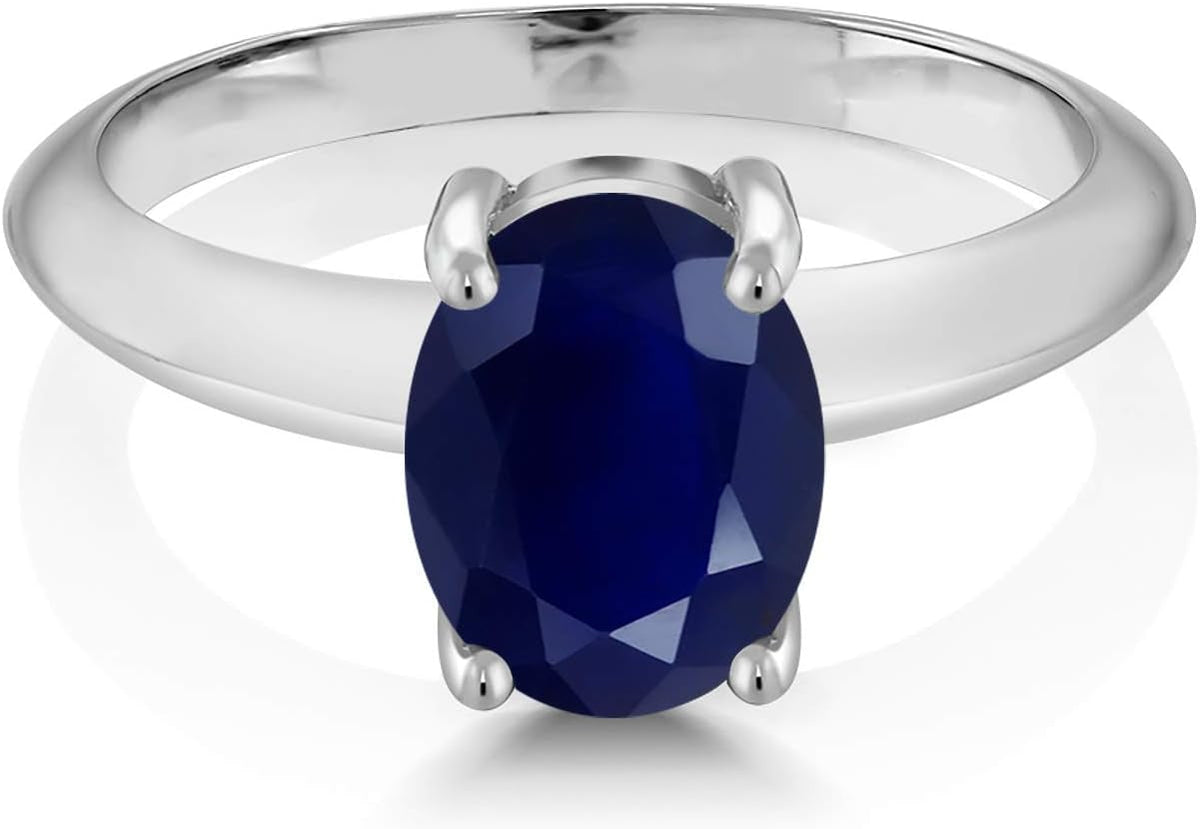 925 Sterling Silver 9X7MM Oval Gemstone Birthstone Solitaire Engagement Ring | Wedding Engagement Anniversary Promise Ring for Women | Available in Size 5, 6, 7, 8, 9
