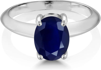 925 Sterling Silver 9X7MM Oval Gemstone Birthstone Solitaire Engagement Ring | Wedding Engagement Anniversary Promise Ring for Women | Available in Size 5, 6, 7, 8, 9
