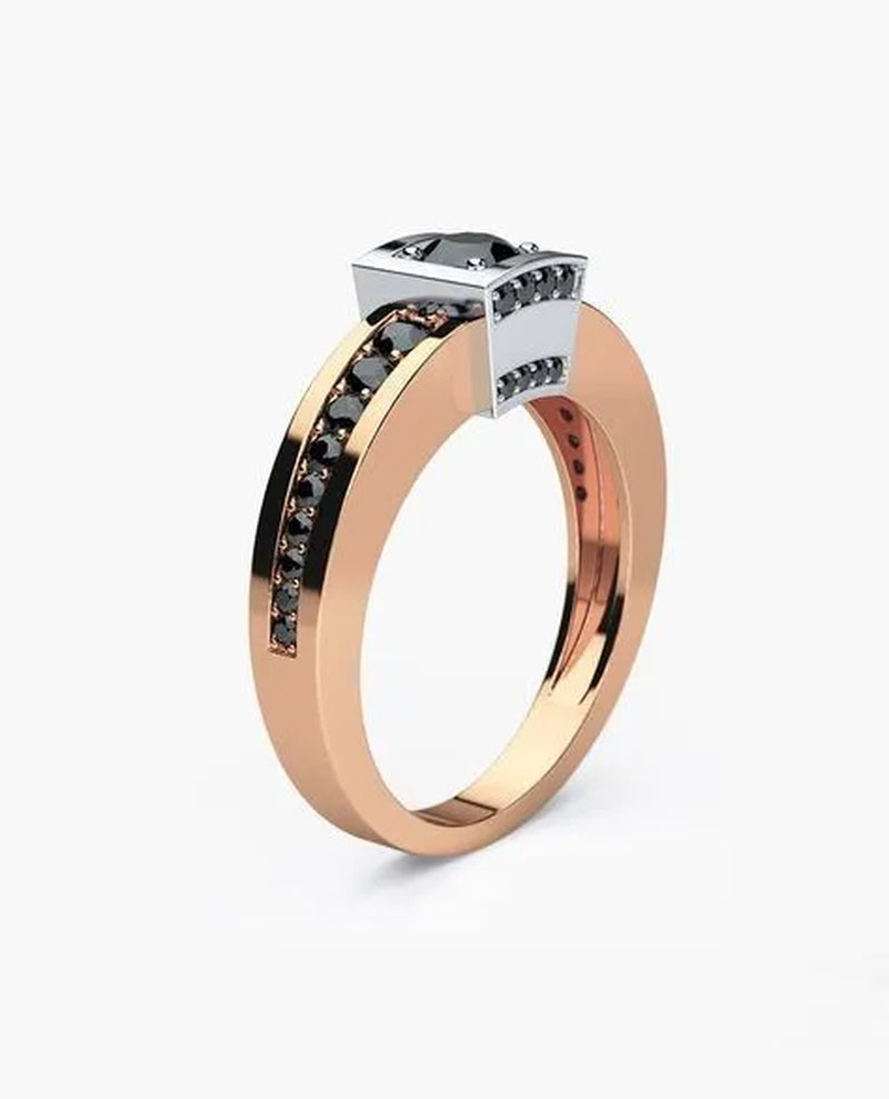 Exquisite fashion women's jewelry ladies      black zircon ring bride princess engagement wedding jewelry mother's day gift size US5-11